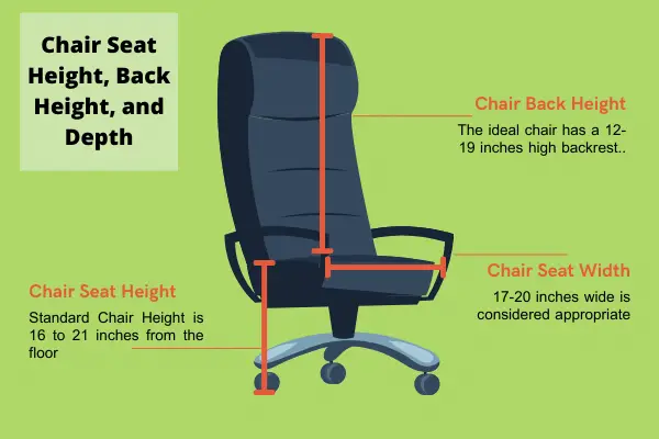 office chair Seat Height, Seat Depth and Back Height