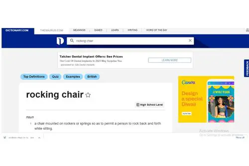 rocking chair in dictionary