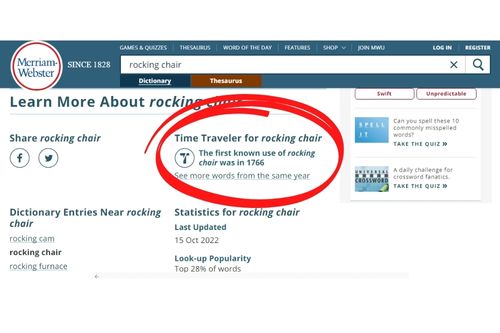 rocking chair origin by marriam-webster